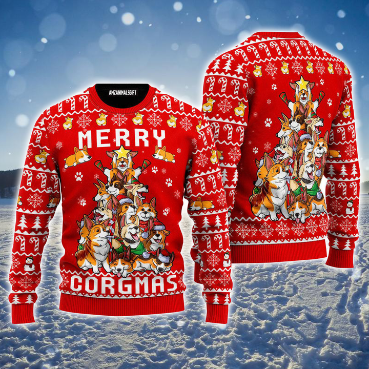 Funny Dog Ugly Sweater, Funny Corgi Merry Corgmas Ugly Sweater For Men & Women, Perfect Gift For Corgi Lovers, Friends, Family