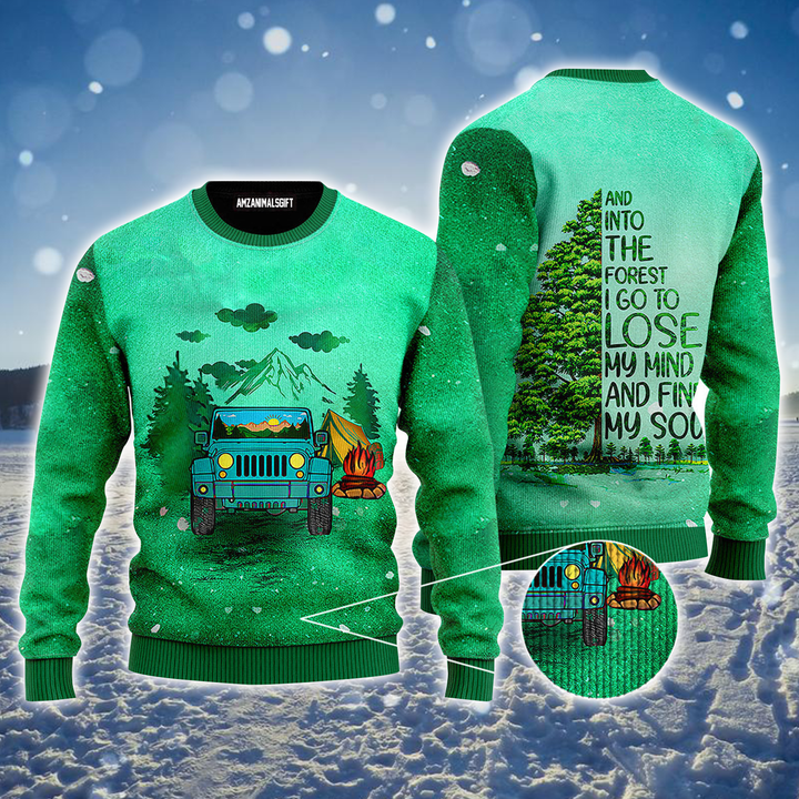 Travelling Ugly Sweater, And Into The Forest I Go To Lose My Mind And Find My Soul Blue Ugly Sweater For Men & Women, Perfect Gift For Friends, Family