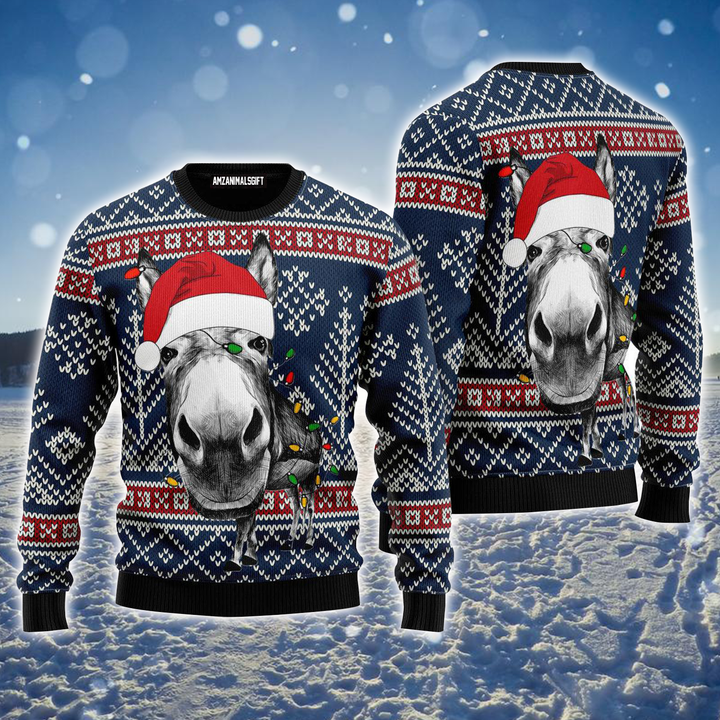 Donkey Ugly Sweater, Donkey Funny Christmas Ugly Sweater For Men & Women, Perfect Gift For Donkey Lover, Friends, Family