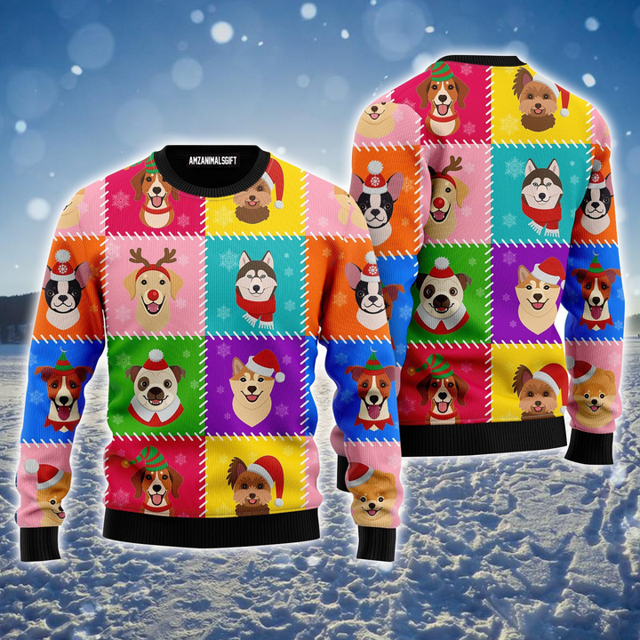 Funny Dog Ugly Sweater, Funny Dog Breeds Face Christmas Ugly Sweater For Men & Women, Perfect Gift For Dog Lovers, Friends, Family