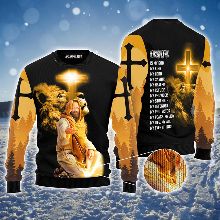 Jesus Ugly Sweater, God Jesus Is My Everything Ugly Sweater For Men & Women, Perfect Gift For Christian, Friends, Family