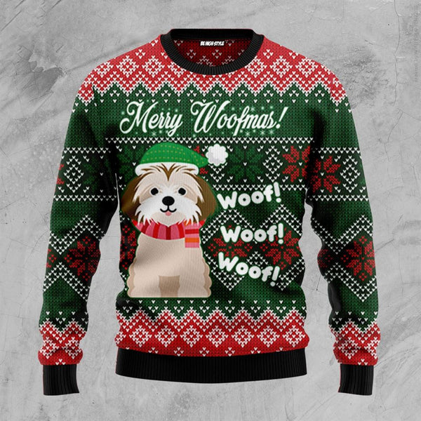 Shih Tzu Woofmas Ugly Christmas Sweater | Adult | US2734