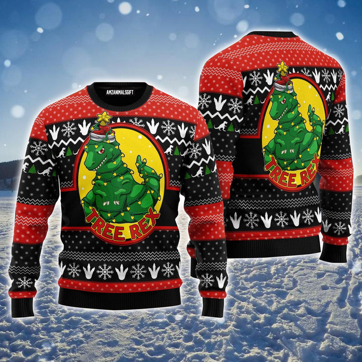 Tree Rex Ugly Christmas Sweater, Christmas Pattern Ugly Sweater For Men & Women - Perfect Gift For Christmas, Friends, Family