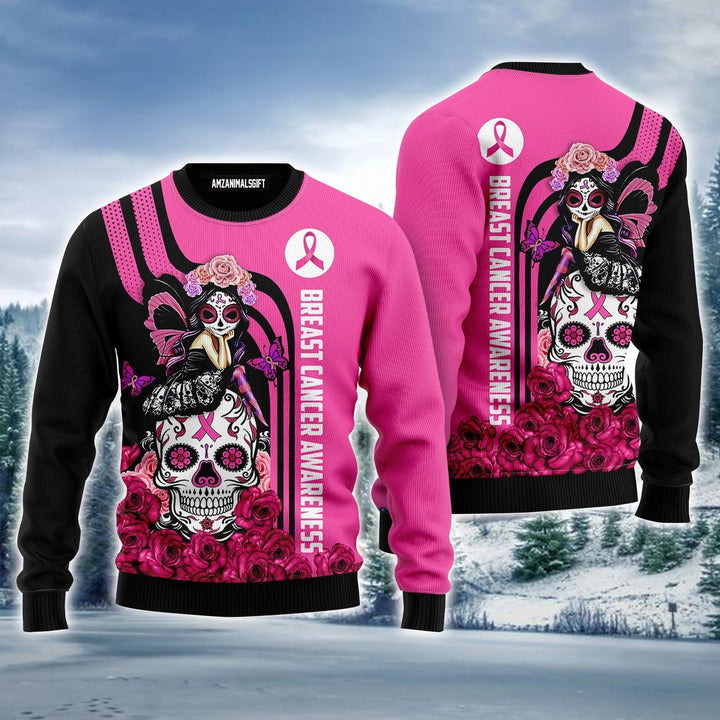 Breast Cancer Awareness Ugly Sweater, Skull Ugly Sweater, Butterfly Girl Ugly Sweater For Men & Women - Perfect Gift For Christmas, Family, Friends