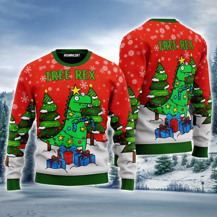 Tree Rex Ugly Christmas Sweater, Funny Christmas Pattern Ugly Sweater For Men & Women - Perfect Gift For Christmas, Friends, Family