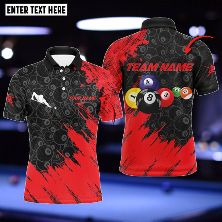 Maxcorners Billiard Balls Paint Red Personalized Name 3D Shirt