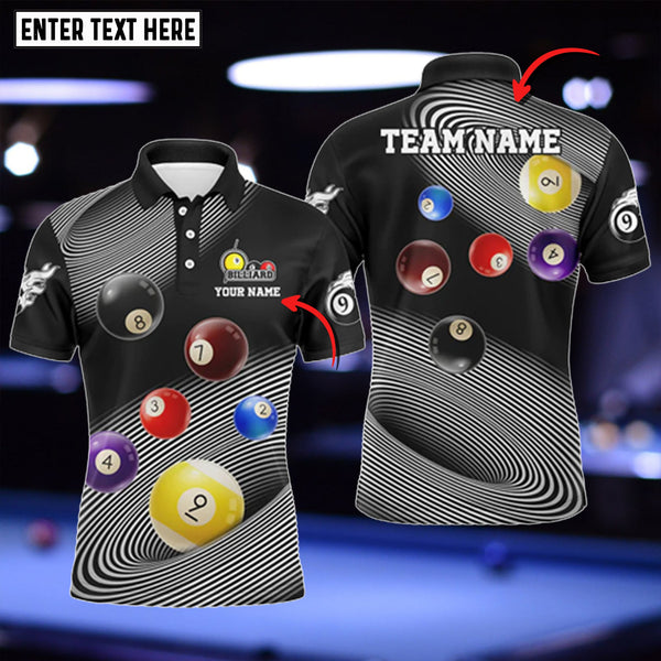 Maxcorners Funny Billiard Balls Multicolor Personalized Name 3D Shirt