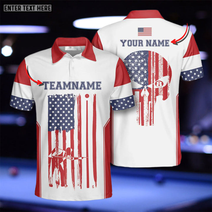 Maxcorners Billiards Master Cue US Flag Personalized Name 3D Shirt