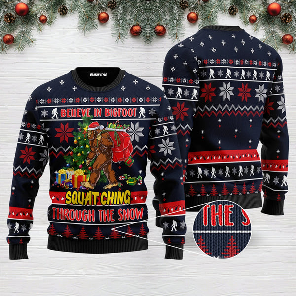 Bigfoot Squatching Ugly Christmas Sweater | Adult | US2740