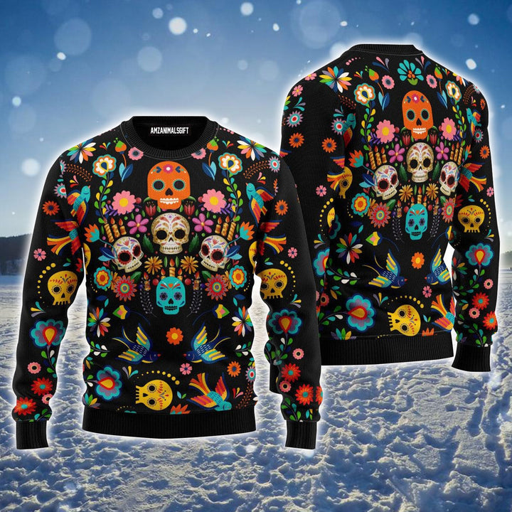 Sugar Skull Ugly Sweater For Men & Women, Perfect Outfit For Christmas New Year Autumn Winter