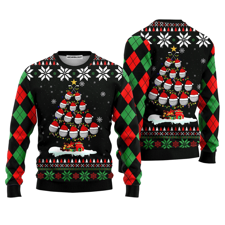 Golf Christmas Tree Snow Sweater, Ugly Sweater For Men & Women, Perfect Outfit For Christmas New Year Autumn Winter