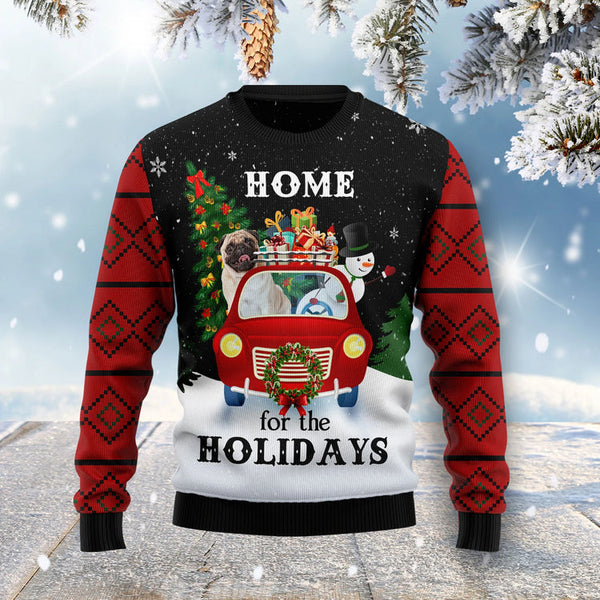 Merry Christmas Pug Dog And Snowman Funny Ugly Christmas Sweater | Adult | US2593