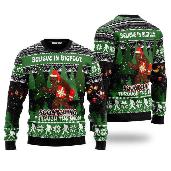 Bigfoot Through Snow Ugly Christmas Sweater | Adult | US2742