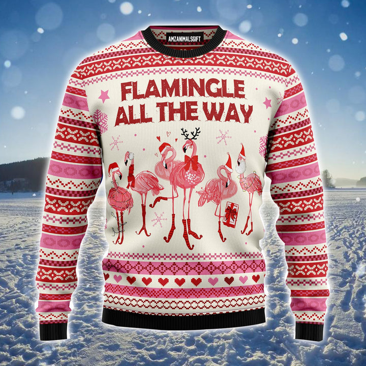 Flamingo Loves Xmas Ugly Christmas Sweater, Flamingle All The Ways Ugly Sweater For Men & Women - Best Gift For Christmas, Flamingo Lovers, Family