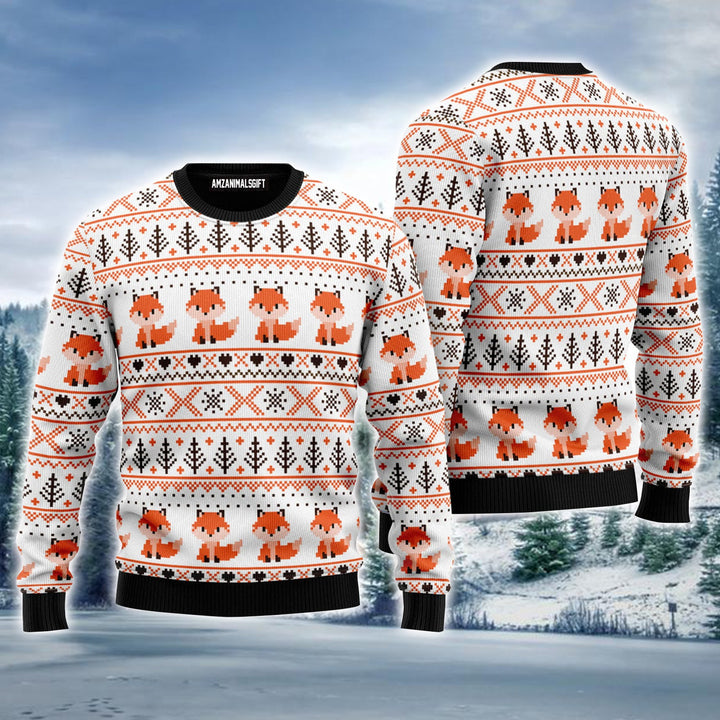 Orange Fox Ugly Christmas Sweater, Fox Loves Xmas, Funny Christmas Ugly Sweater For Men & Women - Perfect Gift For Christmas, Family, Friends