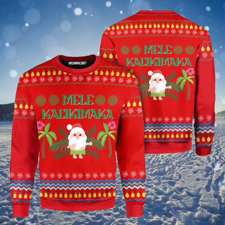 Santa Clause Christmas Ugly Sweater, Mele Kalikimaka Ugly Sweater, Cartoon Santa Clause Sweater, Perfect Gift For Christmas, Friends, Family