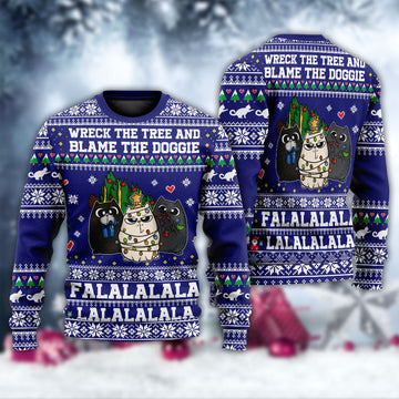 at Wreck The Tree Meowy Christmas Style Ugly Christmas Sweater | Adult | US2627