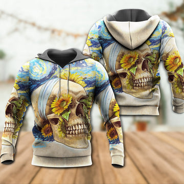 Skull And Sunflower Vintage Amazing Starry Night 3D All Over Print | Adult | HP3122