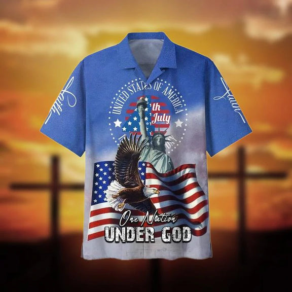 4th July One Nation Under God Cool Design Aloha Hawaiian Shirt | For Men & Women | HW1068-BehighStyle