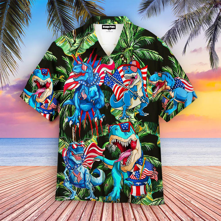 4th Of July Happy Independence Day Dinosaurs Hawaiian Shirt | For Men & Women | HW1895-BehighStyle