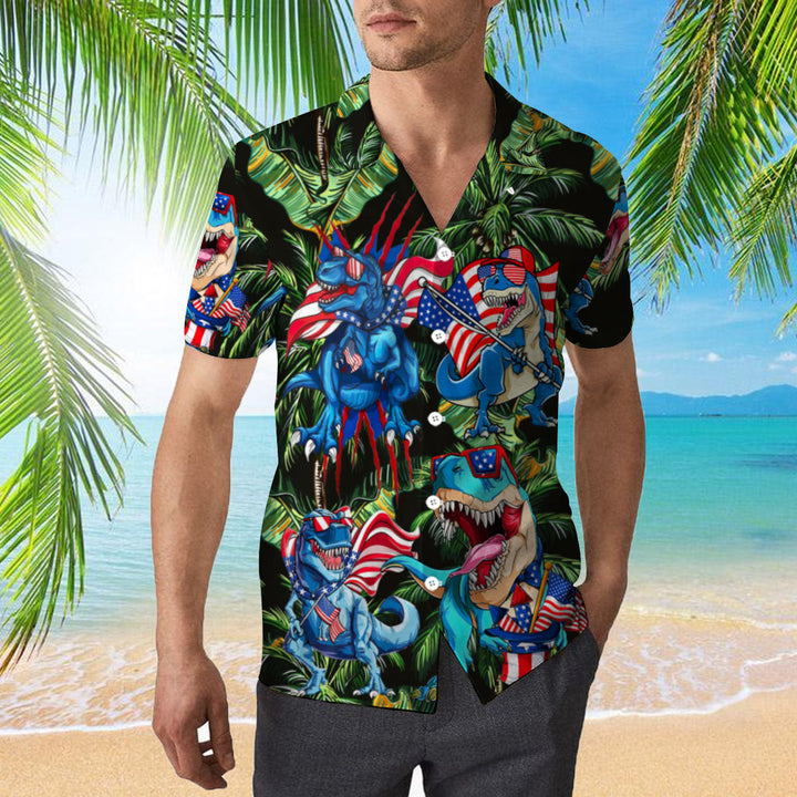 4th Of July Happy Independence Day Dinosaurs Hawaiian Shirt | For Men & Women | HW1895-BehighStyle