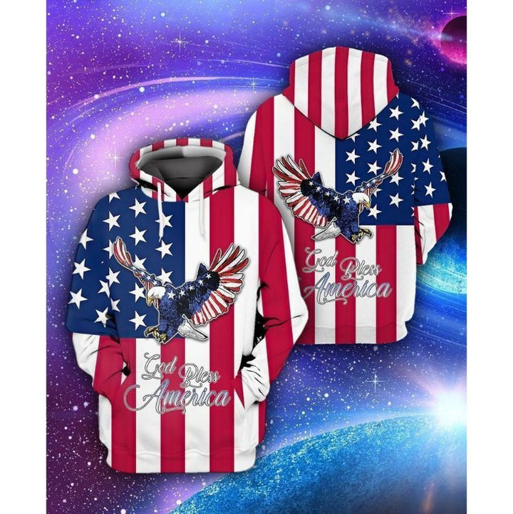 4th Of July Independence Day God Bless America Flag And Eagle 3D All Over Print | For Men & Women | Adult | HO7977-BehighStyle