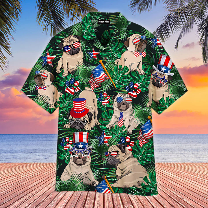 4th Of July Independence Day Happy Pug Hawaiian Shirt | For Men & Women | HW1897-BehighStyle