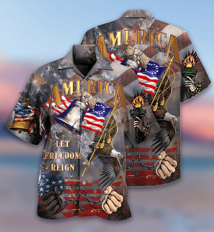 4th Of July Memorial Day Eagle American Flag Aloha Hawaiian Shirt | For Men & Women | HW729-BehighStyle