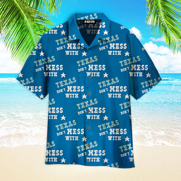 Don't Mess With Texas On Blue Hawaiian Shirt | HW3466