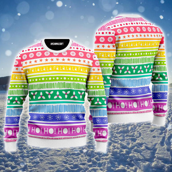 LGBT Ugly Christmas Sweater, Rainbow Cozy Holiday Pattern Ugly Sweater For Men & Women - Perfect Gift For Christmas, LGBT