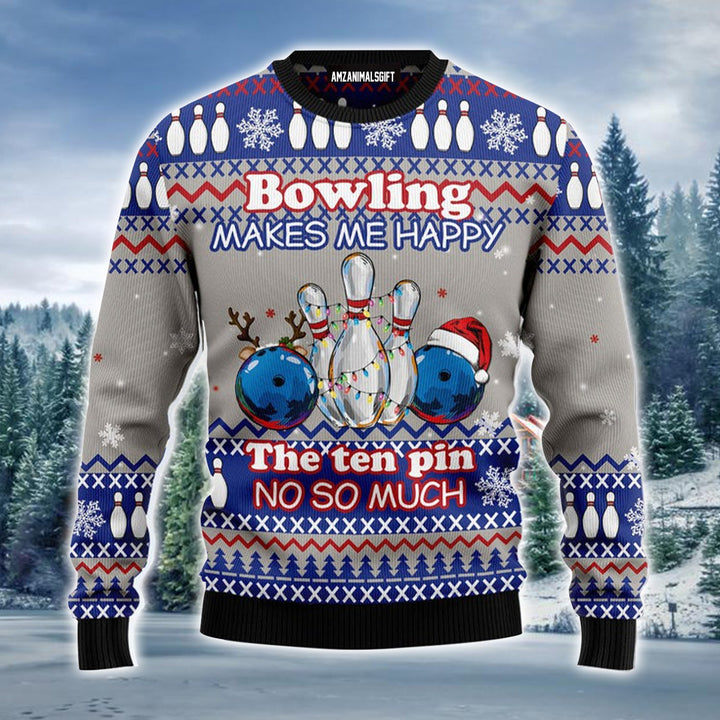 Bowling Merry Christmas Ugly Christmas Sweater, Bowling Makes Happy Ugly Sweater For Men & Women - Gift For Christmas, Bowling Lovers, Bowling Players