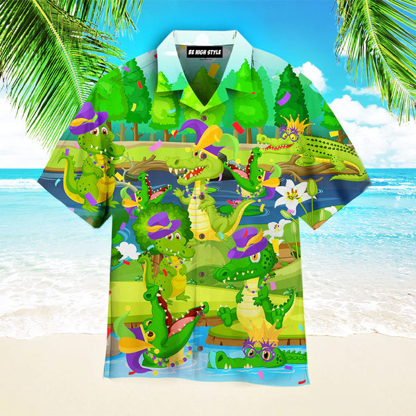 Mardi Gras Alligators On The Swamp Aloha Hawaiian Shirt | HW3568