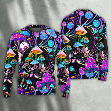 Hippie Mushroom Colorful Neon Light Cool Style Ugly Christmas Sweater | Adult | US2560