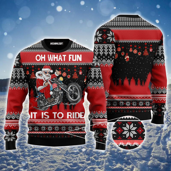 Biker Motorcycle Lover Xmas Ugly Sweater, Christmas Ugly Sweater, Santa Claus Ugly Sweater For Men & Women - Perfect Gift For Christmas, Family