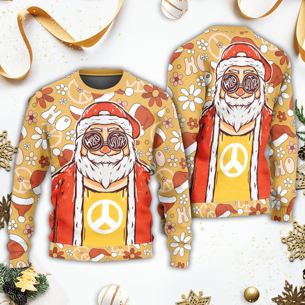 Christmas Santa Cutie Hippie Groovy Ugly Christmas Sweater | Adult | US2483