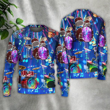 Drum Is My Life Light Neon Style Ugly Christmas Sweater | Adult | US2566