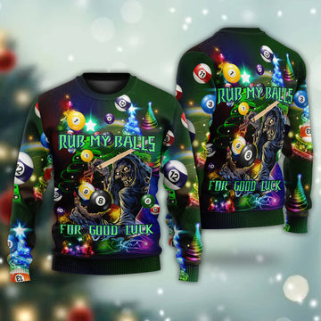 Billiard Rub My Ball For Christmas Ugly Christmas Sweater | Adult | US2574