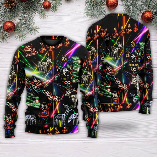 Christmas Tree Neon Art And Snowman Ugly Christmas Sweater | Adult | US2465