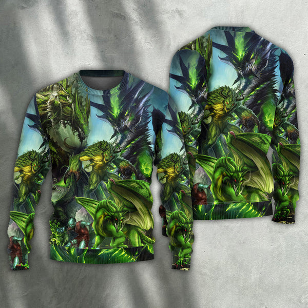 Dragon Green Skull Lover Art Style Ugly Christmas Sweater | Adult | US2478