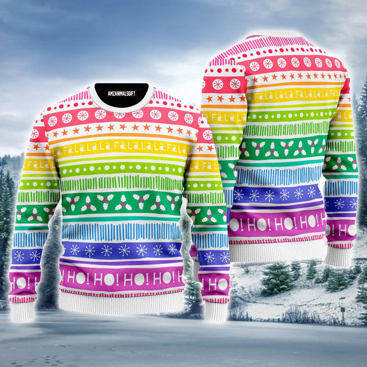 LGBT Ugly Christmas Sweater, Rainbow Cozy Holiday Pattern Ugly Sweater For Men & Women - Perfect Gift For Christmas, LGBT