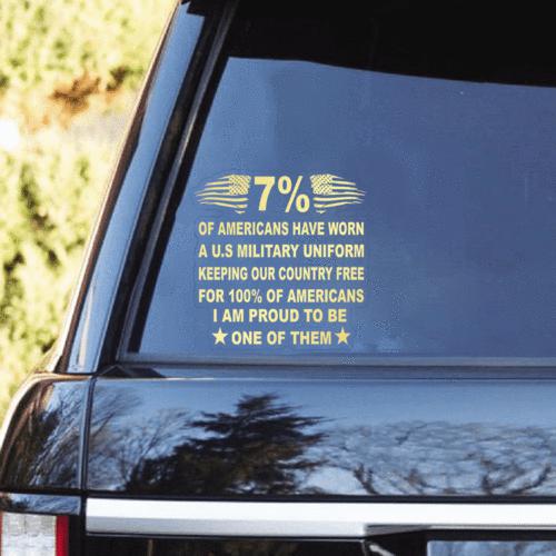 7% Proud Military Veteran Car Decal Sticker | Waterproof | PVC Vinyl | CS1628-BehighStyle