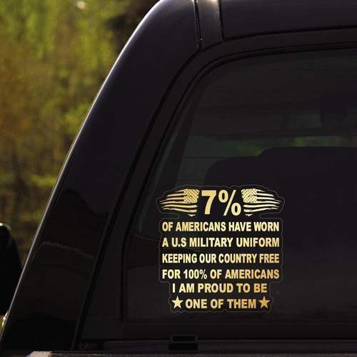 7% Proud Military Veteran Car Decal Sticker | Waterproof | PVC Vinyl | CS1628-BehighStyle