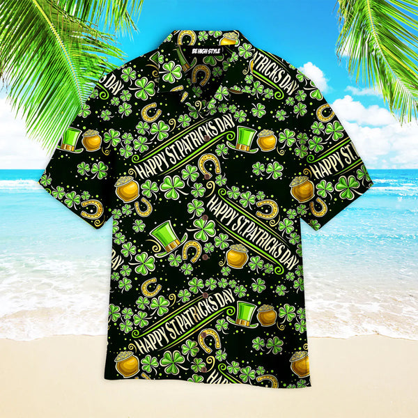 Happy St Patricks Day Lucky Pattern Aloha Hawaiian Shirt | HW3526