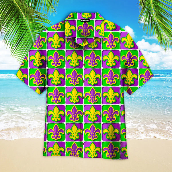 Fleur De Lis Mardi Gras Pattern Aloha Hawaiian Shirt | HW3525