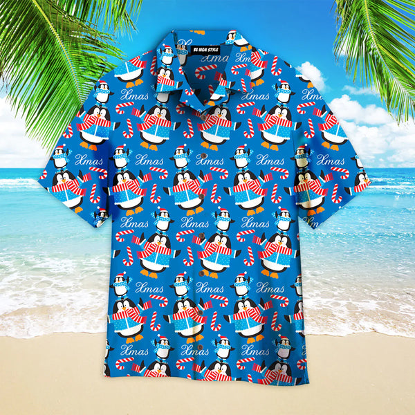 Cute Christmas Penguin Pattern Aloha Hawaiian Shirt | HW3578