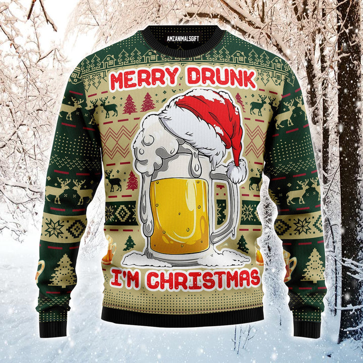 Beer Christmas Ugly Christmas Sweater, Beer Merry Drunk I'm Christmas Ugly Sweater For Men & Women - Best Gift For Christmas, Friends, Beer Lovers