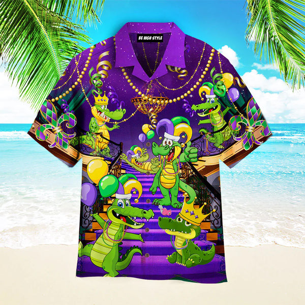 Alligators Funny Mardi Gras Aloha Hawaiian Shirt | HW3571