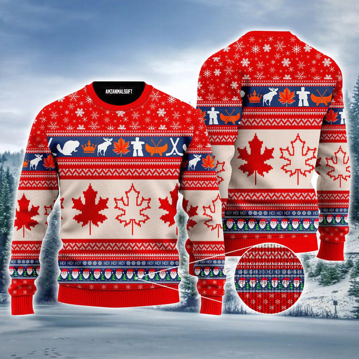 Canada Maple Leaf Ugly Christmas Sweater, Christmas Pattern Ugly Sweater For Men & Women - Gift For Christmas, Friends, Family