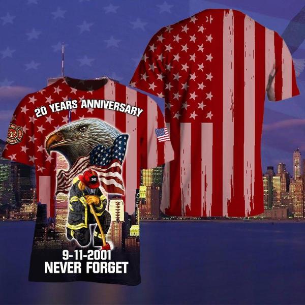 9-11-2001 Never Forget Fireman Eagle American Flag 3D All Over Print | For Men & Women | Adult | HP1423-BehighStyle