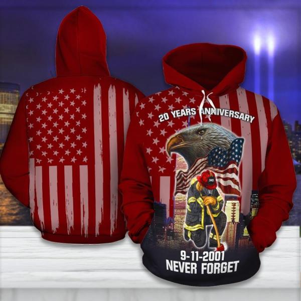 9-11-2001 Never Forget Fireman Eagle American Flag 3D All Over Print | For Men & Women | Adult | HP1423-BehighStyle